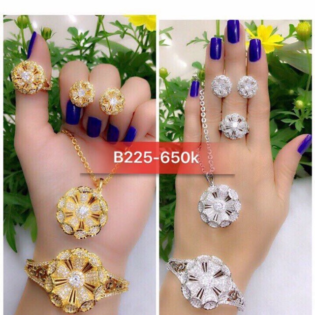 Bộ trang sức xi mạ vàng và bạch kim cao cấp B225