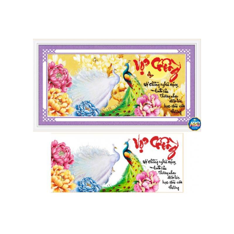 Tranh đính đá vợ chồng KT:105x50cm. Tranh gắn đá chưa gắn.