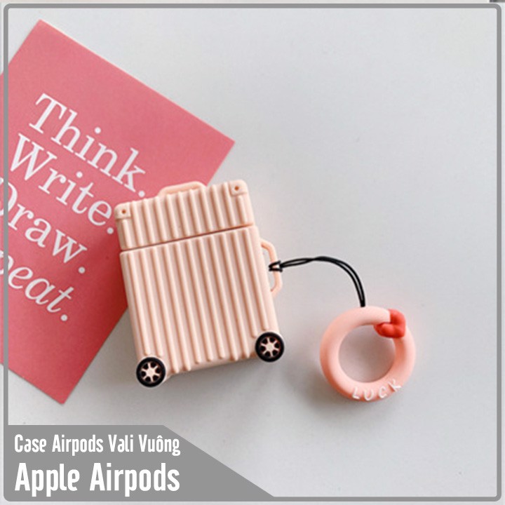 Túi đựng cho tai nghe Airpods Vali hình vuông kèm dây