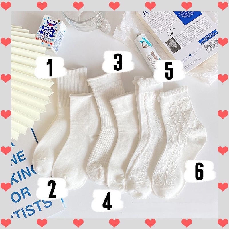 Tất len cổ dài trơn trắng ‍️