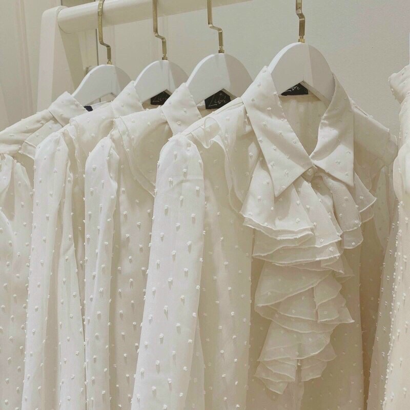 Áo sơ mi nữ cổ bèo điệu xinh phong cách công chúa
