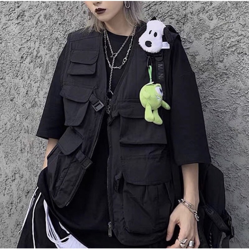 Black Tactical Vest - áo gile phong cách techwear streetwear unisex nam nữ