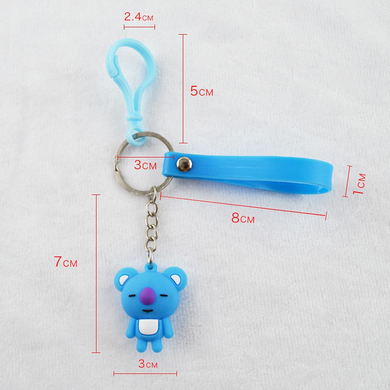 Móc khóa BT21 silicon có tag màu, móc khóa thần tượng âm nhạc