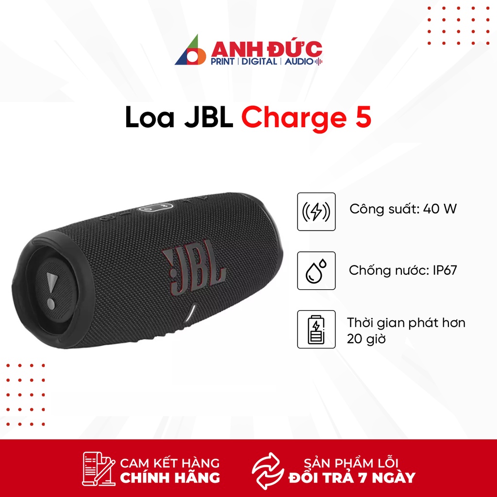 Loa Bluetooth JBL Charge 5 - Pin 20 Giờ Chống Nước IP67 - Bảo hành chính hãng 12 tháng PGI