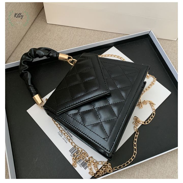 túi xách nữ 🍓 𝐇𝐎𝐓 𝟐𝟎𝟐𝟏 🍓 Túi đeo chéo nữ phối tay nhăn ,quai xích phong cách trẻ trung năng động | BigBuy360 - bigbuy360.vn