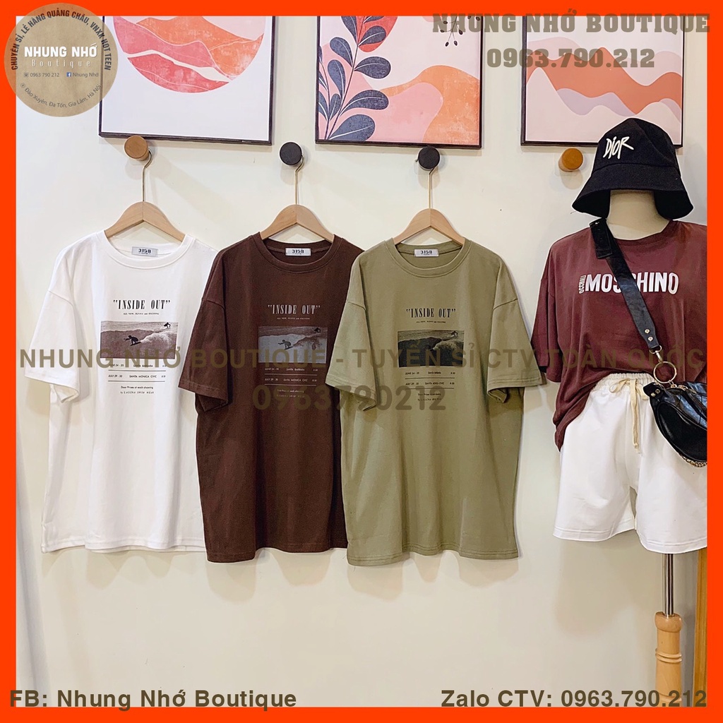 Áo thun 3158 cộc tay mặt nhung in chữ và hình/ Phông unisex hàng Quảng Châu Nhung Nhớ Boutique