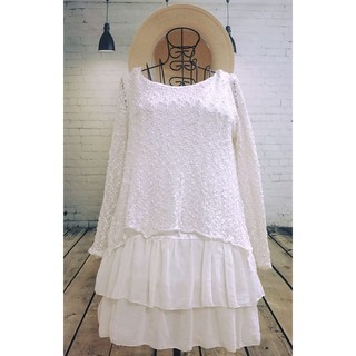 Sale Áo váy len sợi phối chân voan tiểu thư, freesize đẹp