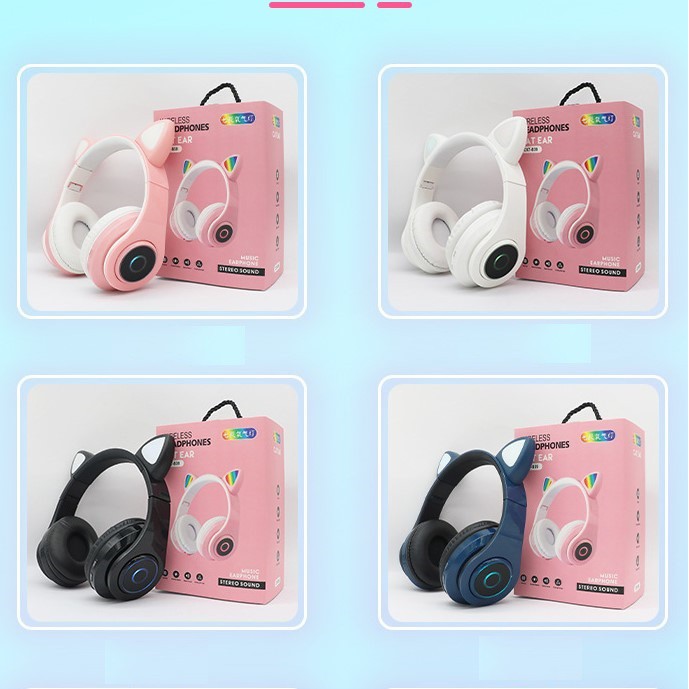 Tai nghe bluetooth 5.0, tai nghe mèo siêu dễ thương, có led RGB,khe cắm thẻ nhớ và đầy đủ nút bấm | BigBuy360 - bigbuy360.vn