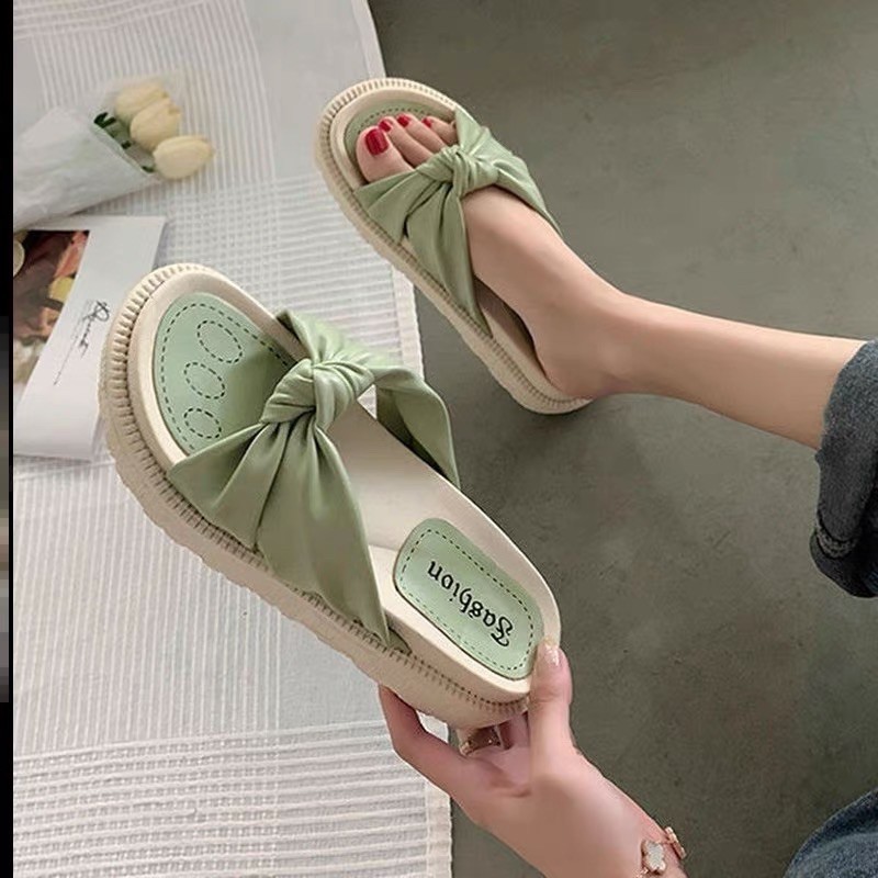 Dép lê bánh mì 4cm quai da mềm xoắn chéo BIG SIZE 35-43