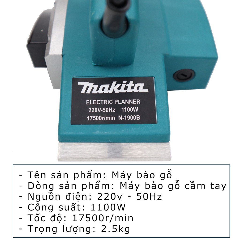 Máy bào gỗ cầm tay Makita N1900B 1100W 82mm tặng kèm phụ kiện