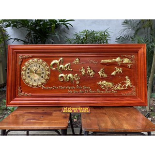 Tranh đồng hồ gỗ hương cha - mẹ