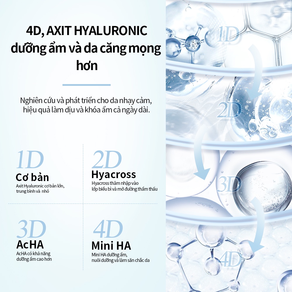 Sữa rửa mặt LANBENA chứa Axit Hyaluronic tạo bọt dưỡng ẩm chăm sóc da Làm sạch 100ml