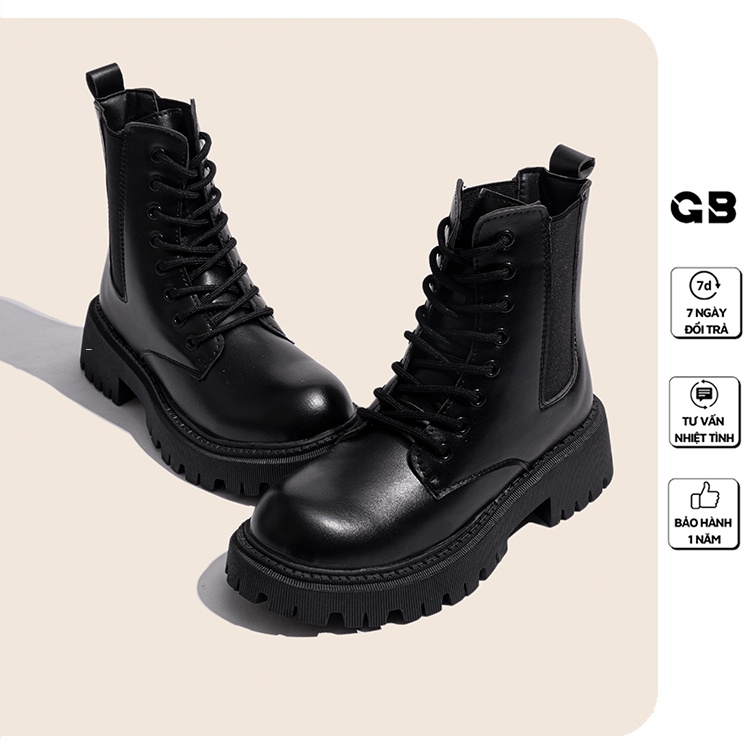 [Mã WABRMH99 giảm 12% đơn 99K]Giày Boot Nữ Cổ Cao Cột Dây Cao 4 cm giayBOM B1634