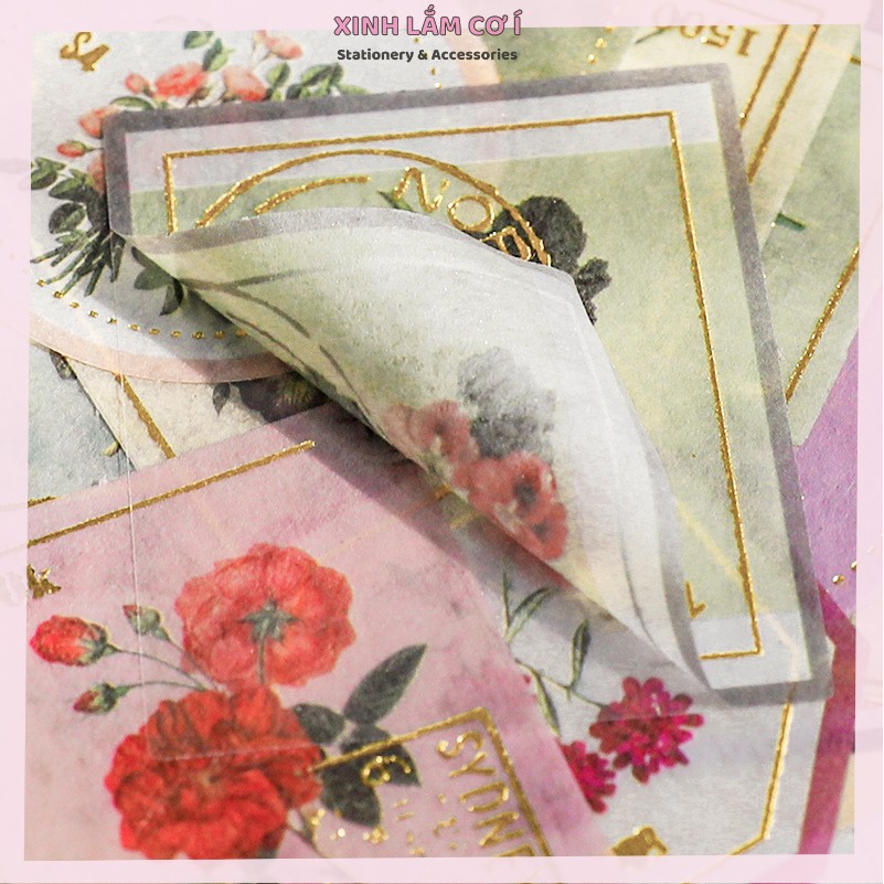 Set 40 Miếng Dán Sticker Vintage Trang Trí Sổ Siêu Ấn Tượng