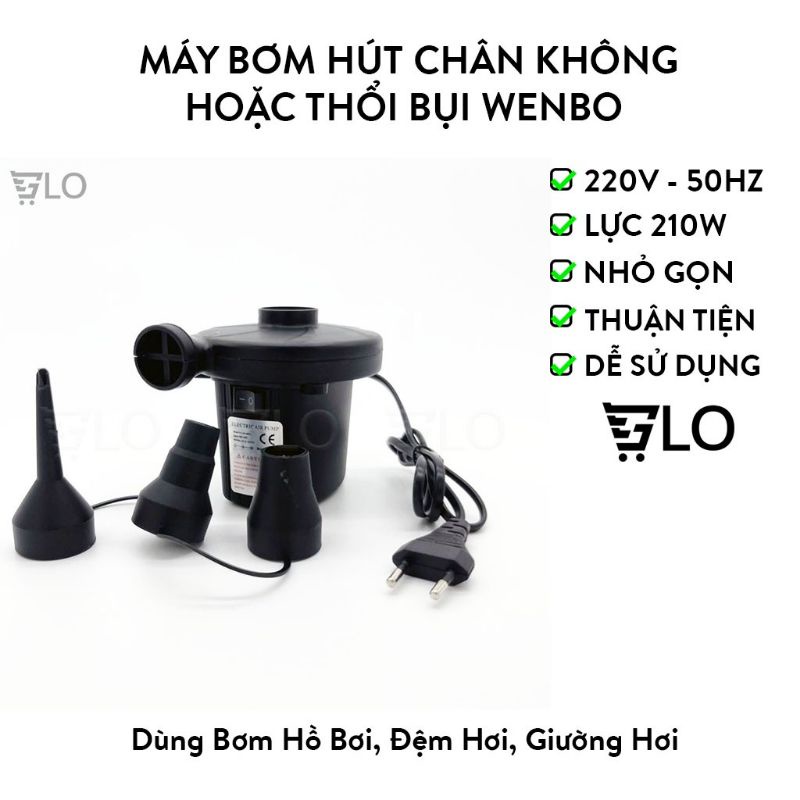 Máy Bơm Hút Chân Không Hoặc Thổi Bụi Wenbo, Dùng Bơm Hồ Bơi, Đệm Hơi, Giường Hơi, Nguồn 220v Cực Mạnh