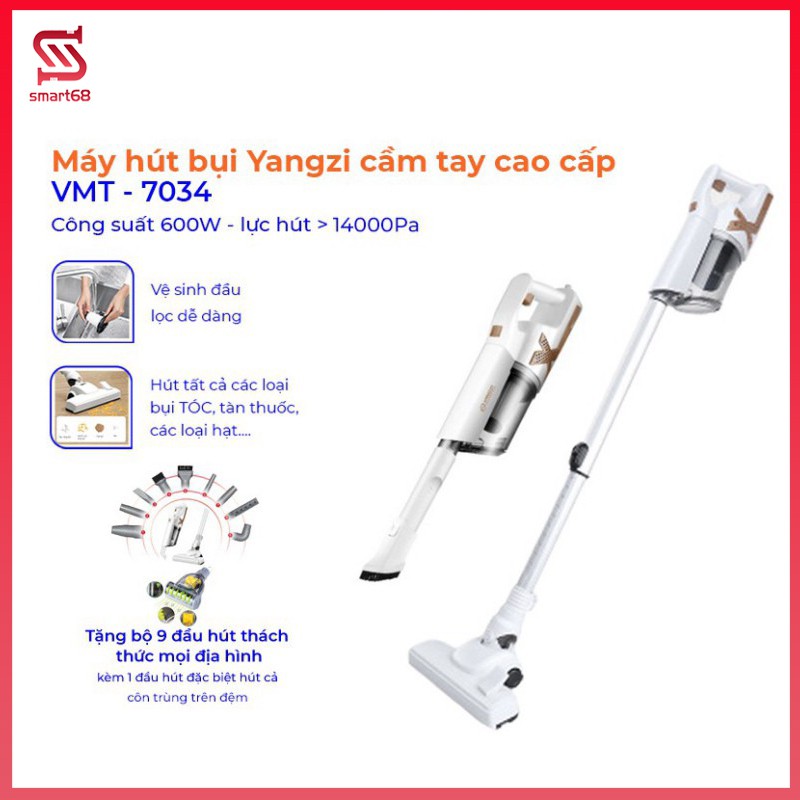 Máy hút bụi cầm tay Yangzi - Máy hút bụi gia đình nhập khẩu chính hãng bảo hành 12 tháng, tiện lợi lực hút khỏe 14000Pa