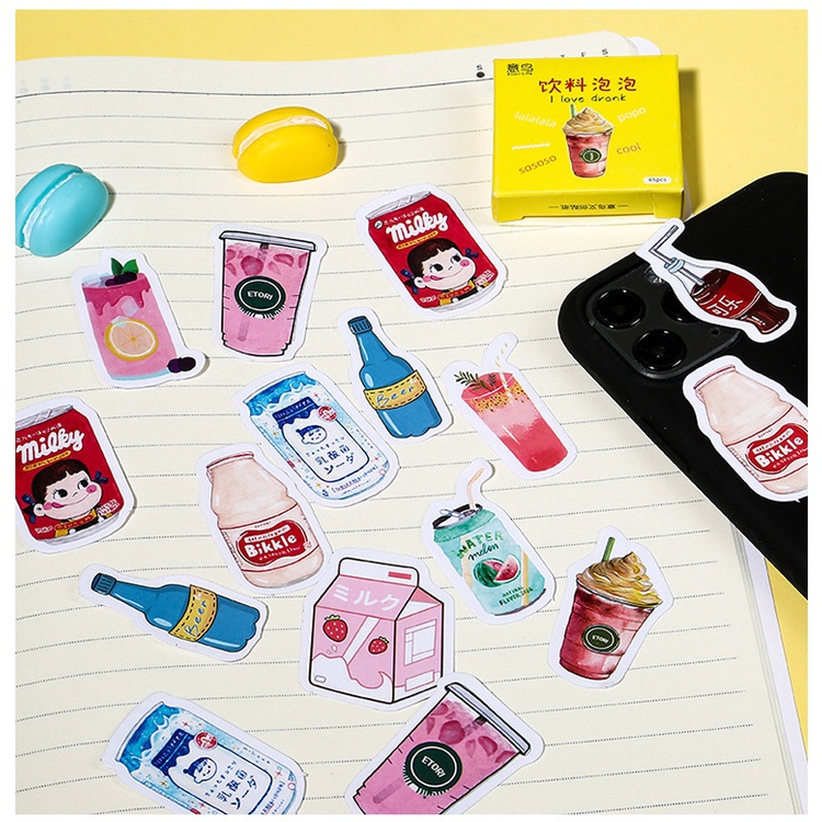 Sticker chủ đề Đồ Uống Lạnh - Hộp 45 miếng dán trang trí sổ tay Bullet Journal - M230