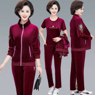Set bộ nhung nữ trung niên thời trang..