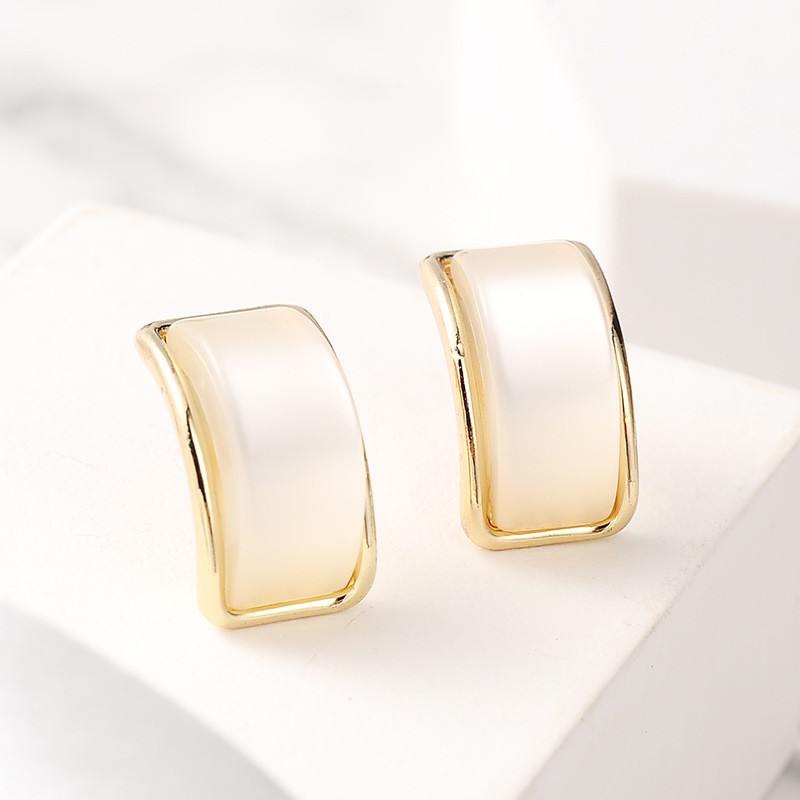 Khuyên tai bạc 925 đính đá opal phong cách họa tiết đơn giản