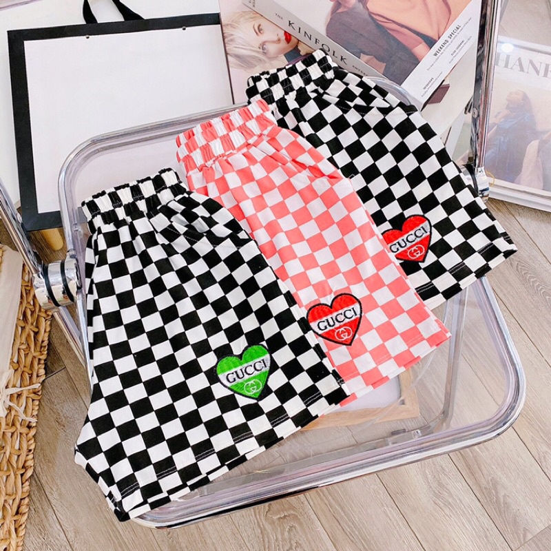quần đùi cotton hoạ tiết caro cho bé gái size đại 15-45kg