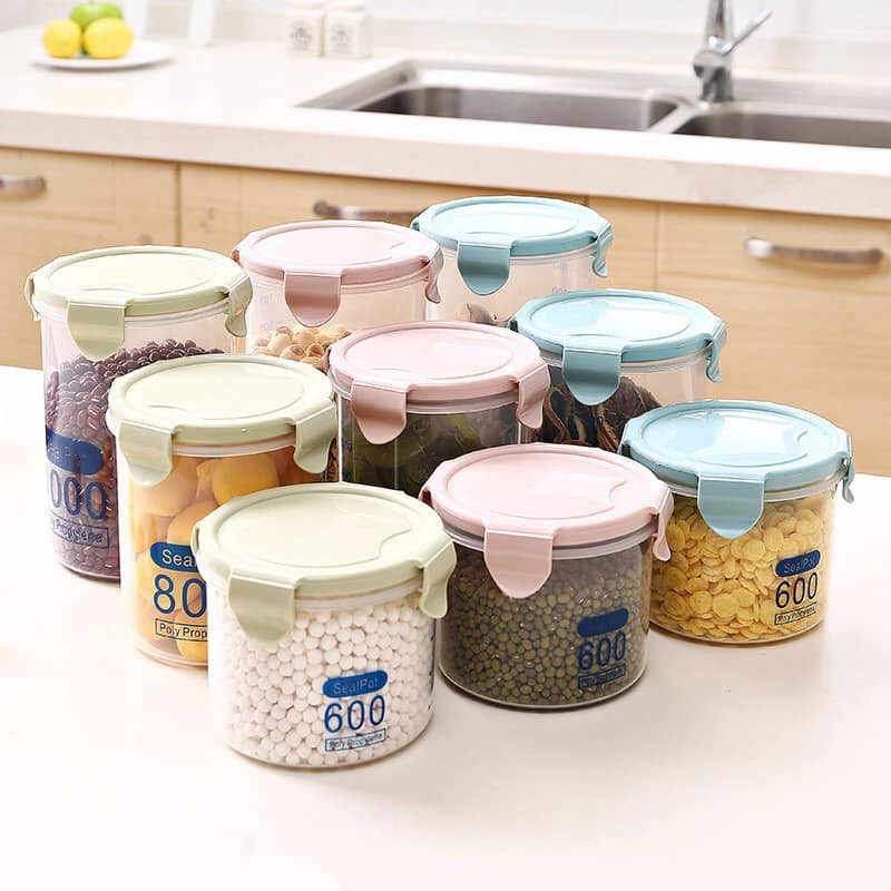 Set 3  hộp  đựng thực phẩm, hạt khô 600ml-800ml-1000ml