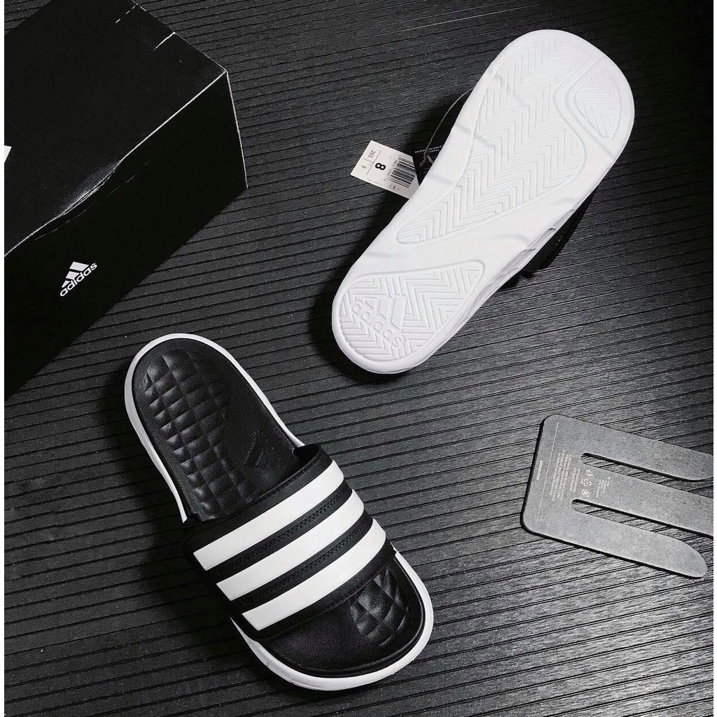 [Authentic 100%] DÉP ADIDAS DURAMO SL SLIDE - ĐEN SỌC TRẮNG - Code: FY8786 - HÀNG CHÍNH HÃNG