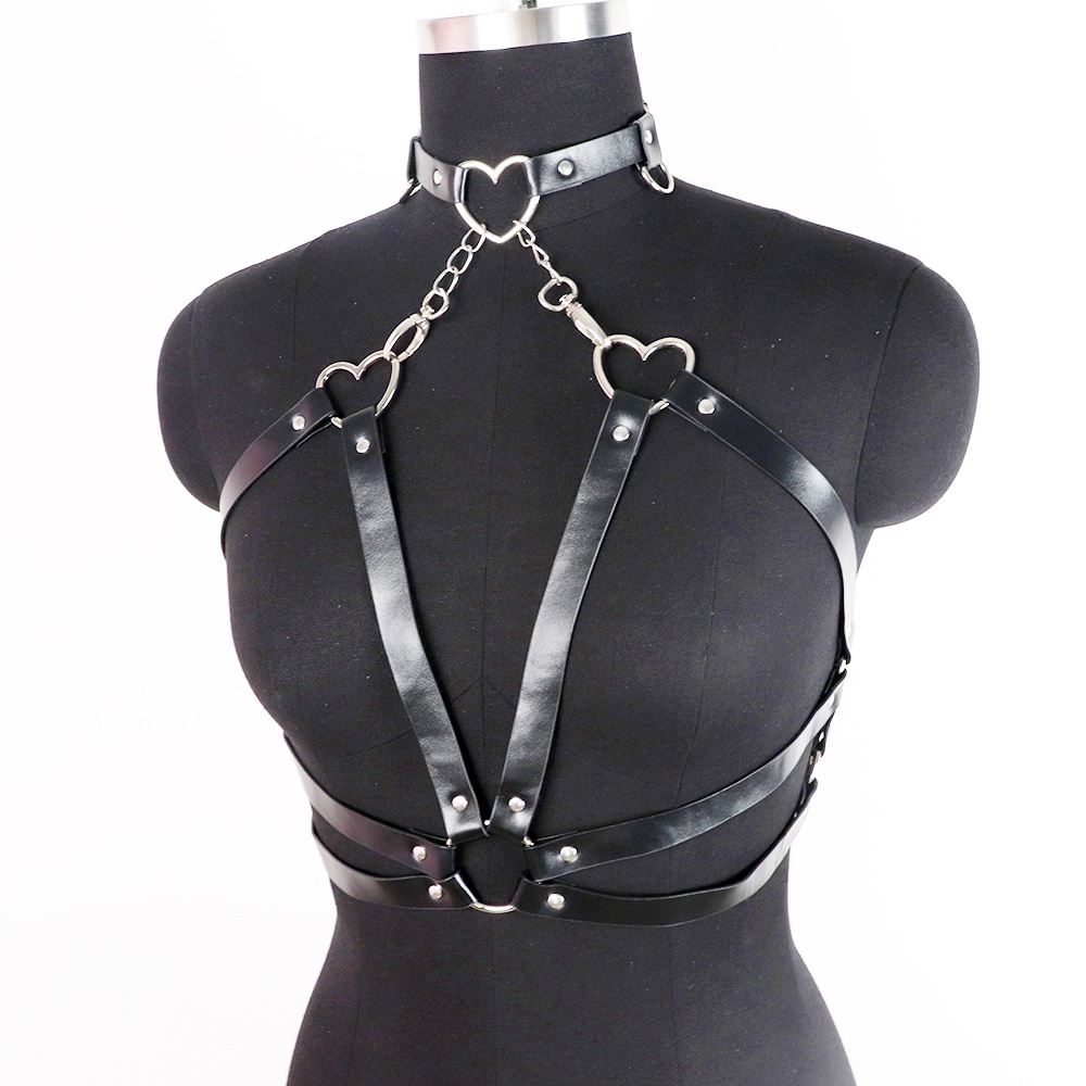 Dây Đai Áo Ngực Bằng Da Màu Hồng Phong Cách Gothic Punk Gợi Cảm Cho Nữ Rave