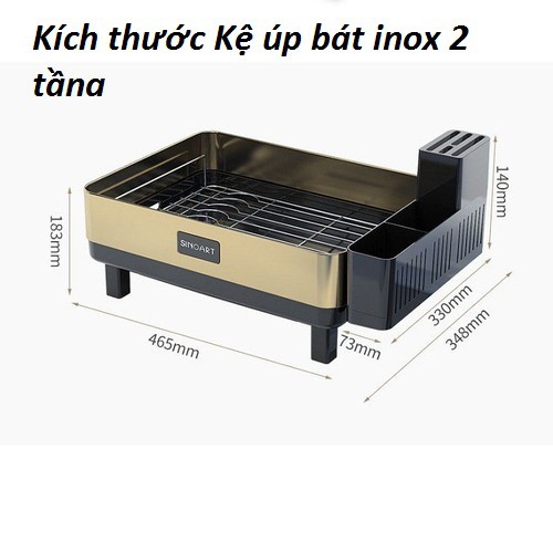 Kệ để bát đĩa sinoart 2 tầng inox chống rỉ , có khay hứng nước