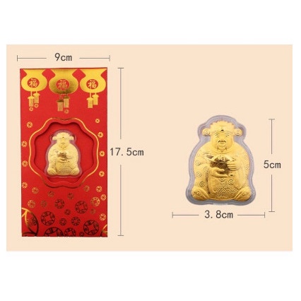 Lì Xì Thần Tài, Hình Hổ Vàng Mạ Vàng 24K - Bao Lì Xì May Mắn Rước Tài Lộc