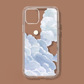 Ốp điện thoại TPU mềm trong suốt họa tiết đám mây mặt trăng chống rơi thích hợp cho iPhone 11promax 12 7PLUS