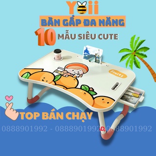 Bàn học gấp gọn cao cấp, có khe cắm ipad và ngăn kéo, chỗ để cốc nước thông minh. bề mặt in 3d chống bụi YOII STORE