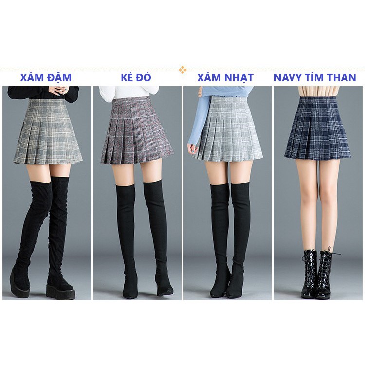 CHÂN VÁY TENNIS ULZZANG DẠ KẺ CHO MÙA ĐÔNG ẤM ÁP (CÓ SIZE TO) | BigBuy360 - bigbuy360.vn