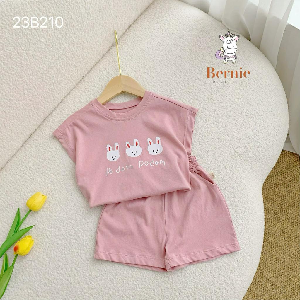 Bộ cotton ba lỗ cánh rơi unisex cho bé, bộ thun trơn màu in hoạ tiết cute dễ thương Bernie