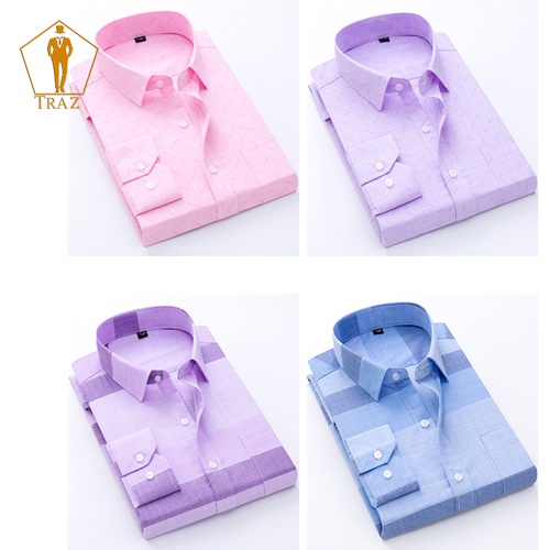 Áo Sơ Mi Nam Họa Tiết Karo Trung Niên TRAZ Dài, Ngắn Tay Vải Cotton