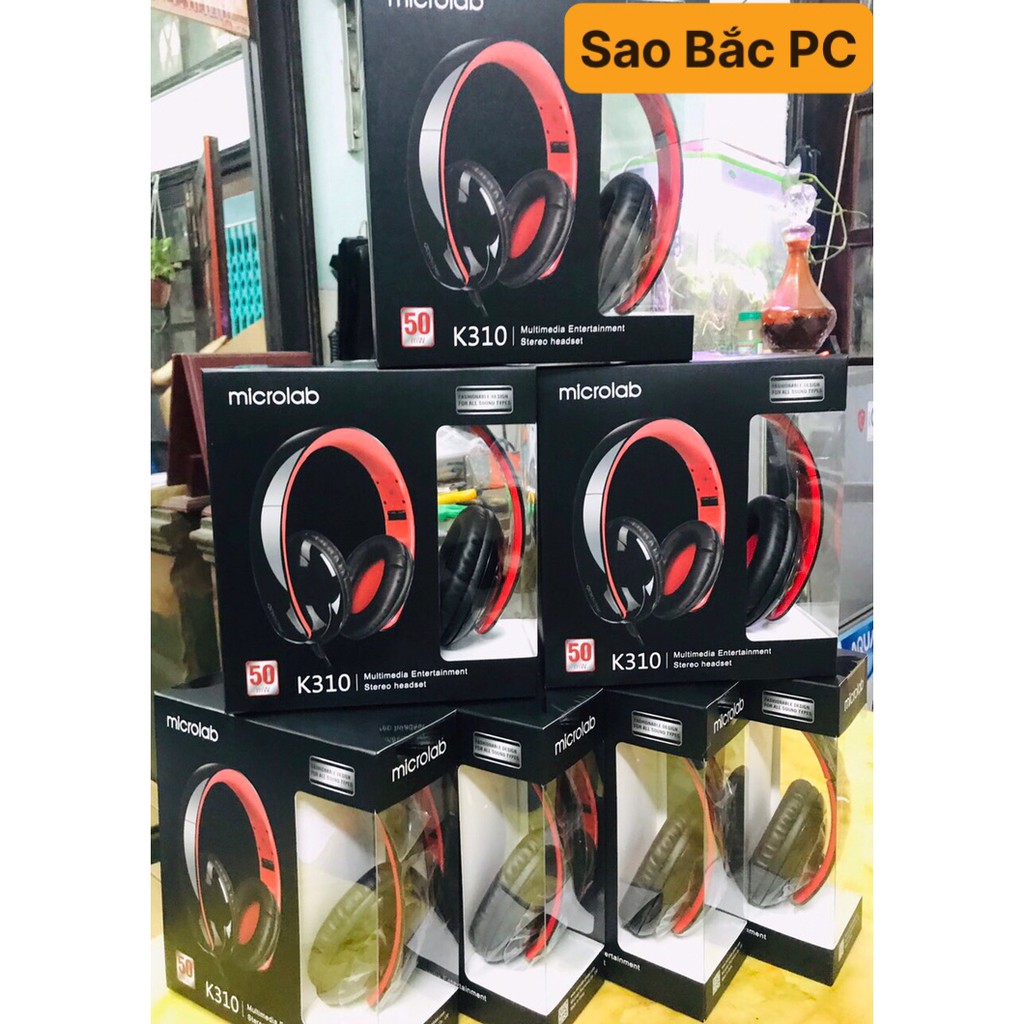 Tai Nghe Microlab K310 On-Ear - Đen Đỏ - Hàng Chính Hãng