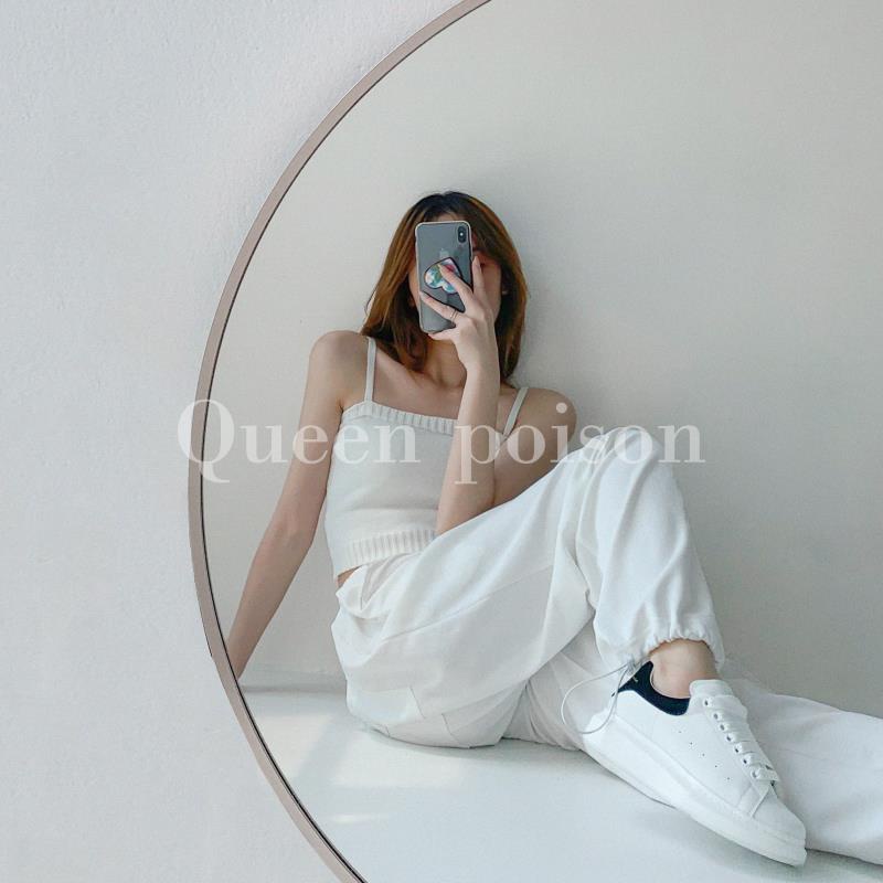 Quần dài ống rộng lưng cao phối dây rút thời trang dành cho nữ