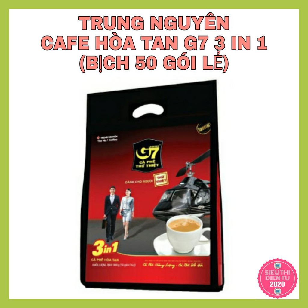 [TRUNG NGUYÊN-BỊCH 50 GÓI] Cafe, Cà phê sữa hòa tan G7 3in1 (HSD : 01/2022)