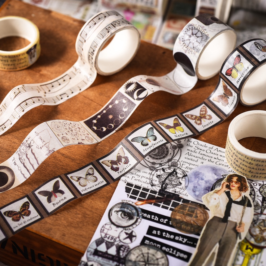 Set 18 Cuộn Băng Dính Washi In Họa Tiết Lá Cờ Mỹ Nghệ Trang Trí Album Ảnh Sáng Tạo