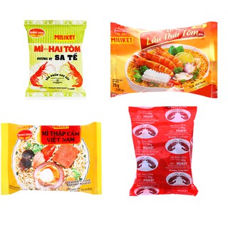thùng mì miliket 4 vị Hai tôm sa tế - lẩu thái tôm - Thập cẩm - Tôm sa tế
