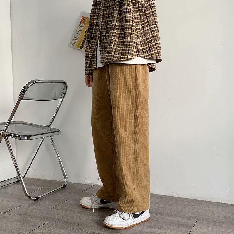 Quần ống rộng màu trơn phong cách retro thời trang cho nam size M-2XL