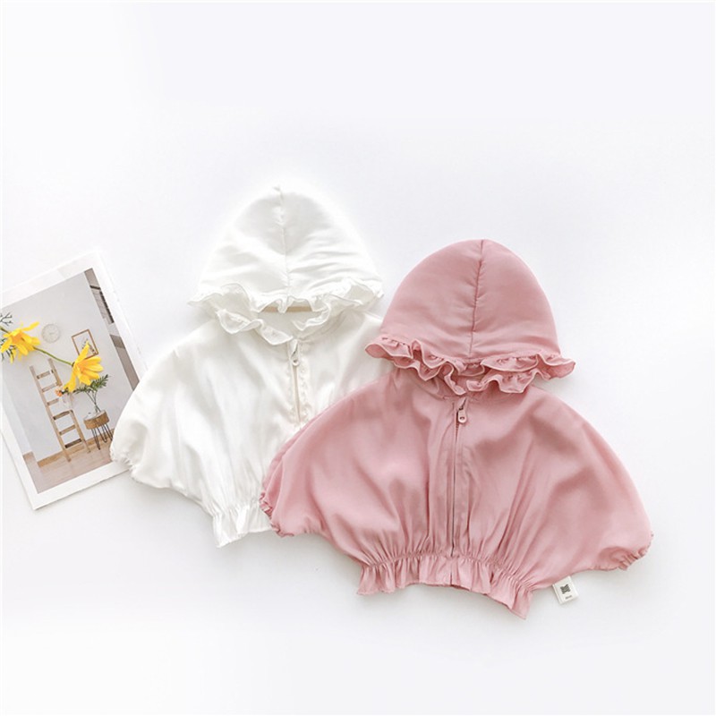 Baby Clothing Girls Blouse Hooded Clothing Baby Coat Zipper Tops Sun Protection