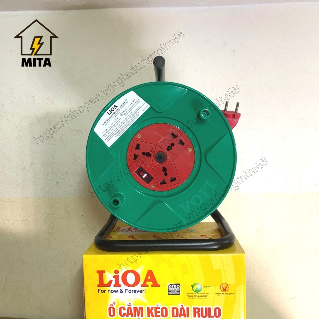 Ổ cắm điện LiOA kéo dài quay tay kiểu RULO dây dài 20m/30m loại dùng cho công trường xây dựng(QT2025/3025) - MITA