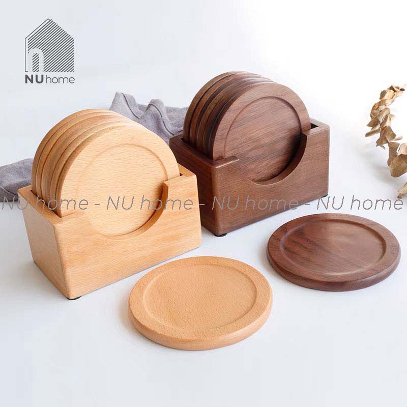 nuhome.vn | Đế lót ly bằng gỗ cao cấp đẹp mắt, được thiết kế sáng tạo mang phong cách nhật bản, bộ 6 đế lót gỗ tự nhiên