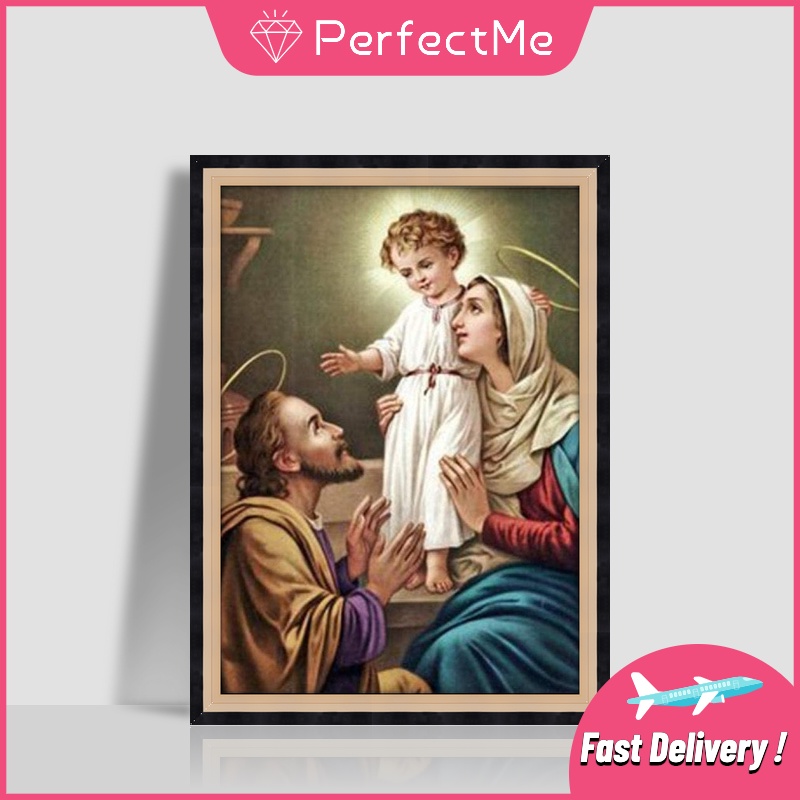 Bộ tranh đính đá 5D tự làm 30*40cm hình Đức Mẹ Mary Jesus