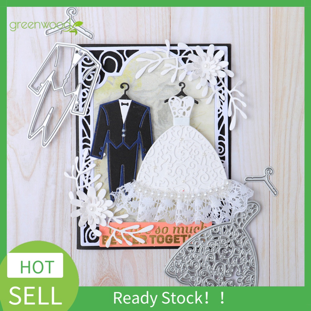 【Green】Wedding Dress Suit Cutting Dies DIY Scrapbook Emboss Paper Cards Stencil Mold