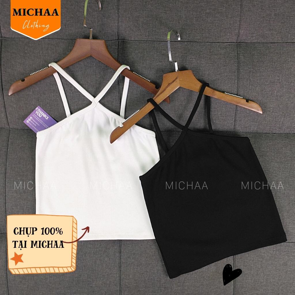 Áo Croptop KiểU YếM 2 DÂY CHÉO MẢNH Nữ Thun Gân, Áo Dây Đắp Chéo Cổ - MICHAA