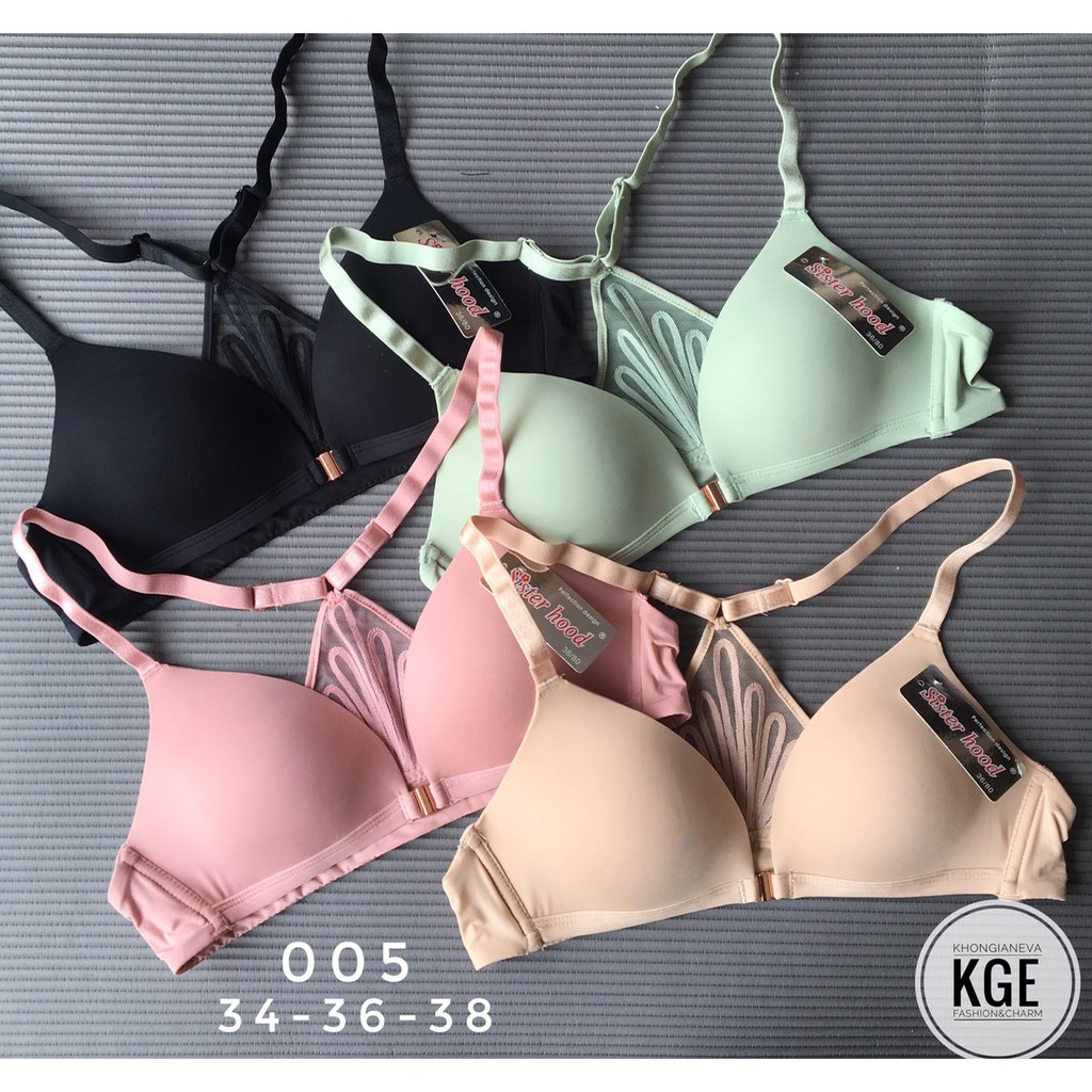 Áo lót nữ cài trước, áo lót mút mỏng không gọng 005 không gian eva KGE