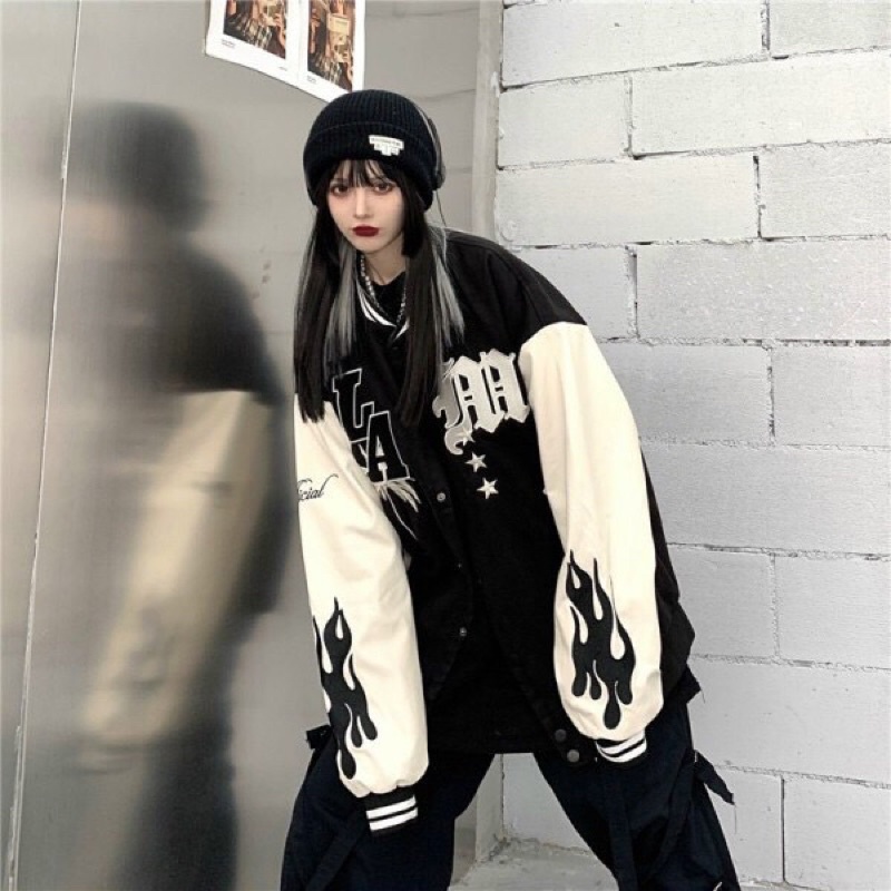 Áo Bomber Phối Tay In Chữ LA áo khoác dù FROM TO, UNISEX nam nữ mặc được siêu hot