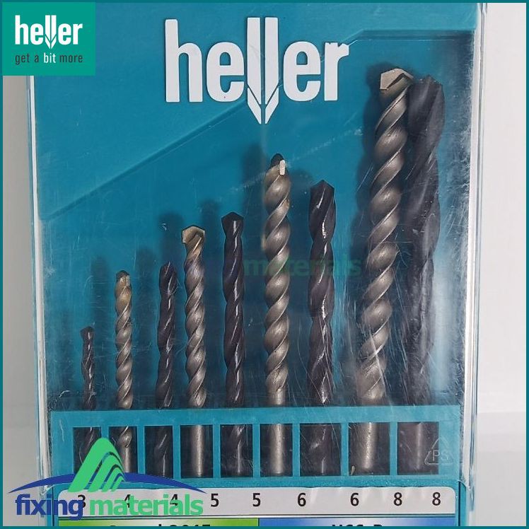 Hộp 9 mũi khoan hỗn hợp  HELLER chuôi tròn