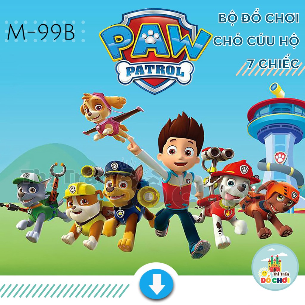 Bộ xe đồ chơi mô hình nhân vật biệt đội chó cứu hộ Paw patrol hoạt hình cho bé